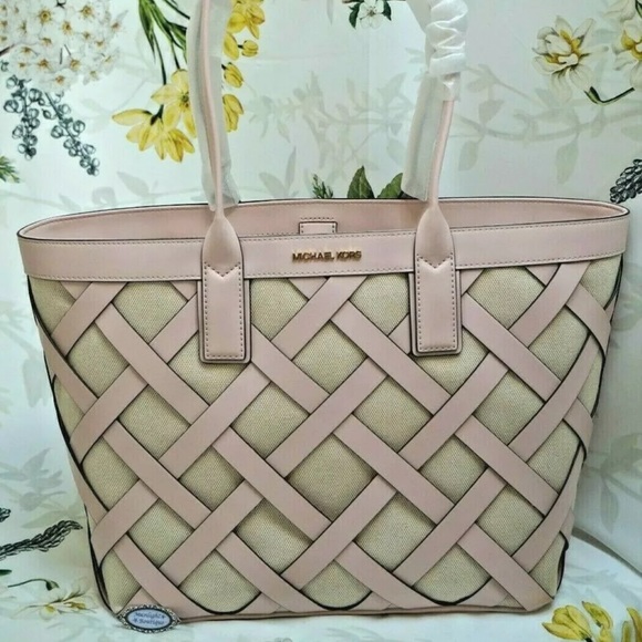 MICHAEL KORS SIENNA Large Tote Shoulder BAG In POWDER BLUSH Leather Canvas - Picture 2 of 16